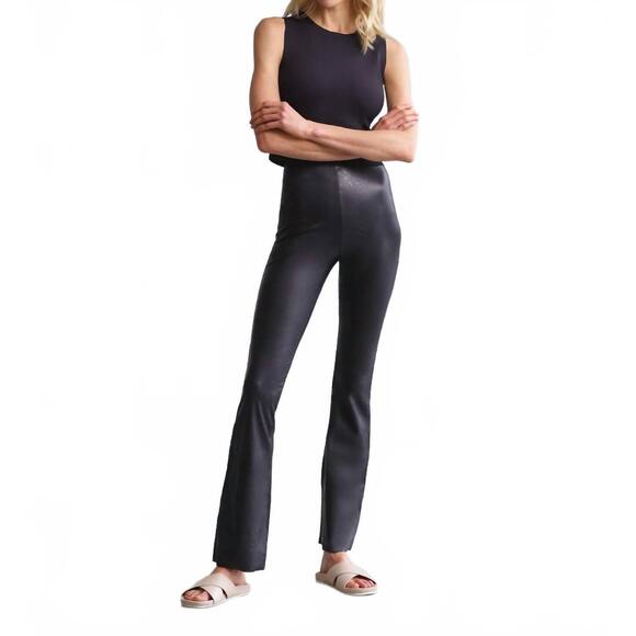 COMMANDO Pants - NEW COMMANDO faux leather flared legging in black